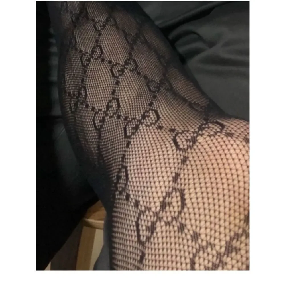 Black Floral GG logo Tights